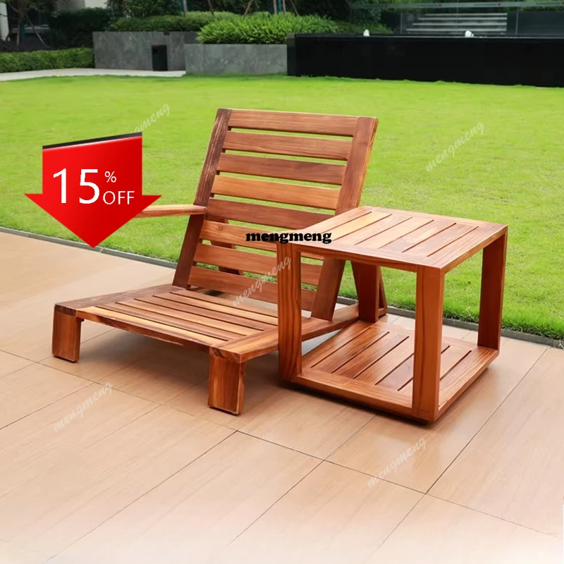 

01A Outdoor Beach Chairs Hotel B & B Swimming Pool Outdoor Solid Wood Sofa Chair Outdoor Lounge