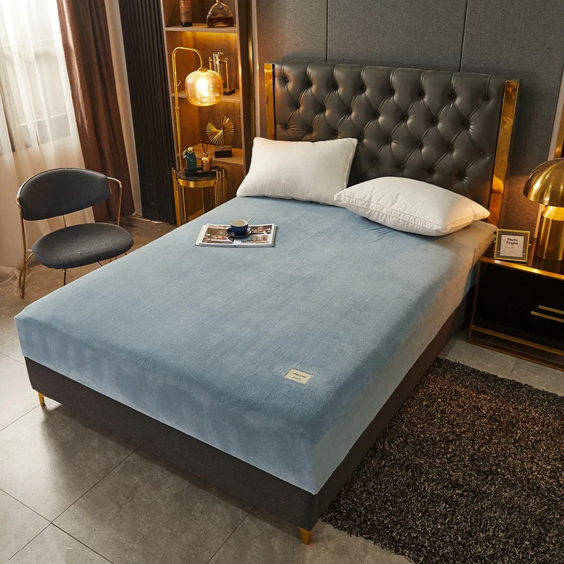 Soft Plush Warm Mattress Cover Winter Velvet Material Fitted Sheet Thickened Warm Bed Cover Mattress Protector Multiple Sizes
