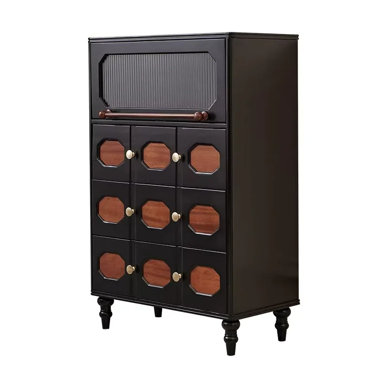 Factory Direct 2026 French Retro Solid Wood TV Cabinet Combination Living Room Household Small Apartment Floor-to-ceiling