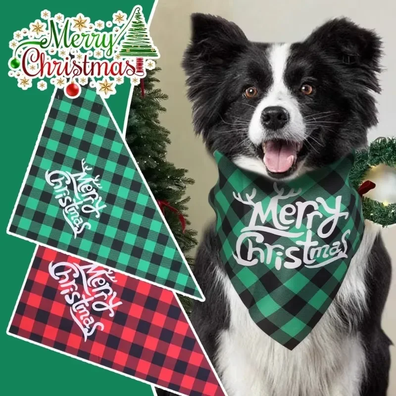 30/1PCS Christmas Pet Bandana Bib Dog Triangular Scarf Collar Cotton Bandanas for Dogs Cats Puppy Xmas Party Saliva Towel Supply