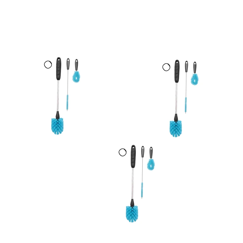 

3X набор щеток для чистки бутылок с водой из нержавеющей стали, набор для чистки бутылок с длинной ручкой, встроенный для узких шеи бутылок