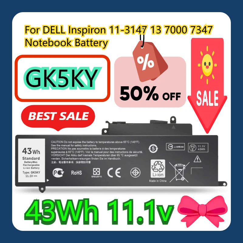 

For DELL Inspiron 11-3147 13 7000 7347 GK5KY Notebook Battery 43Wh