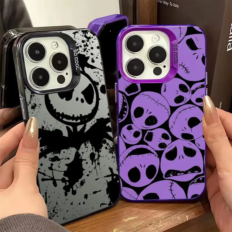 Disney The Nightmare Jack Colored Silver Case for Apple iPhone 11 13 15 Pro Max 12 14  XR X XS Shockproof Protective Phone Cover