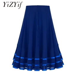 Elegant Ballroom Dance Latin Flamenco Dance Skirt for Kids Girls Ballet Dance Skirt for Gymnastics Workout Practice Leotard