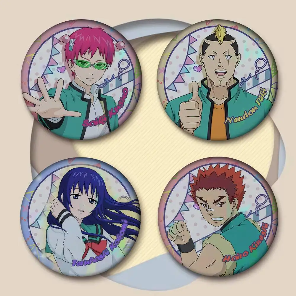 Anime The Disastrous Life of Saiki K Creative Tinplate Soft Button Pins Animal Icon Brooch Lapel Backpack Badge Accessories Pin