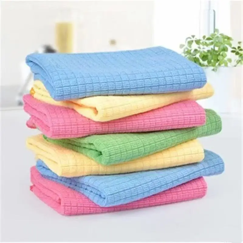 

4pcs Multifunctional Ultra-Fine Fiber Small Grid Absorbent Cleaning Pads, Dust Removal, Lint-Free And Easy to Clean Dishcloths