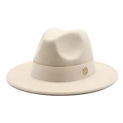 Cross Border British Retro Wide Brim White Pure Wool Top Hat Fashion All Match Casual Fedora Hat Female Autumn And Winter Wild