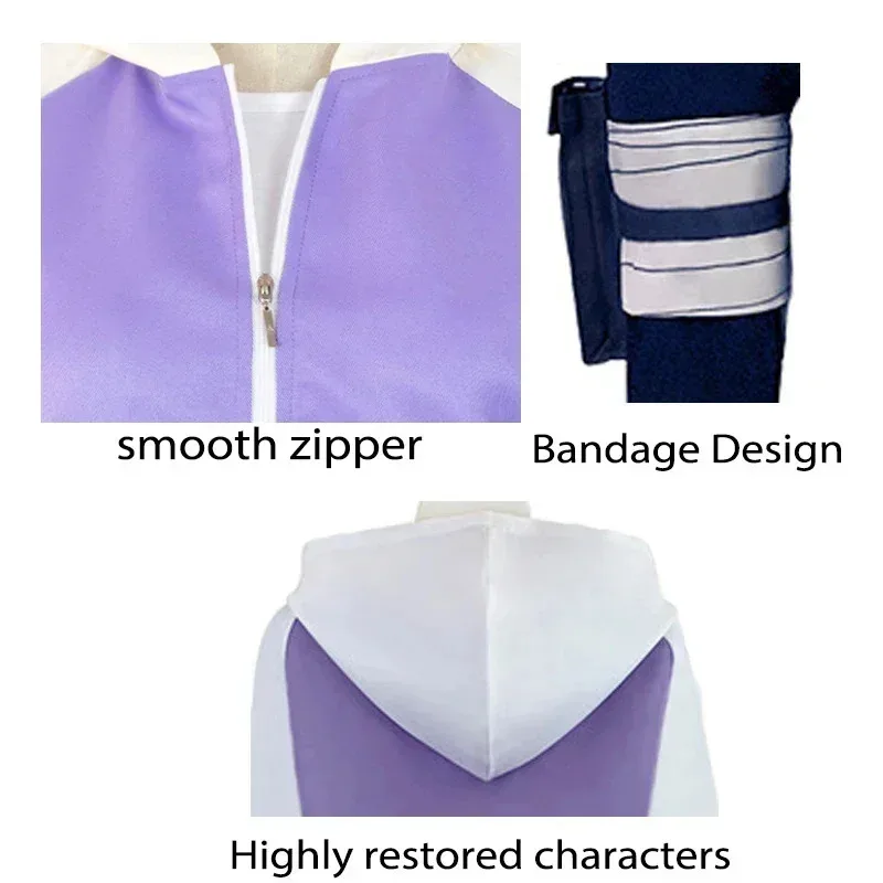 Anime Cosplay Hyuga Hinata Costumi Cosplay Ninja giapponese Shippuden Generation Giacca Pantaloni Parrucca Festa di Halloween per Cos