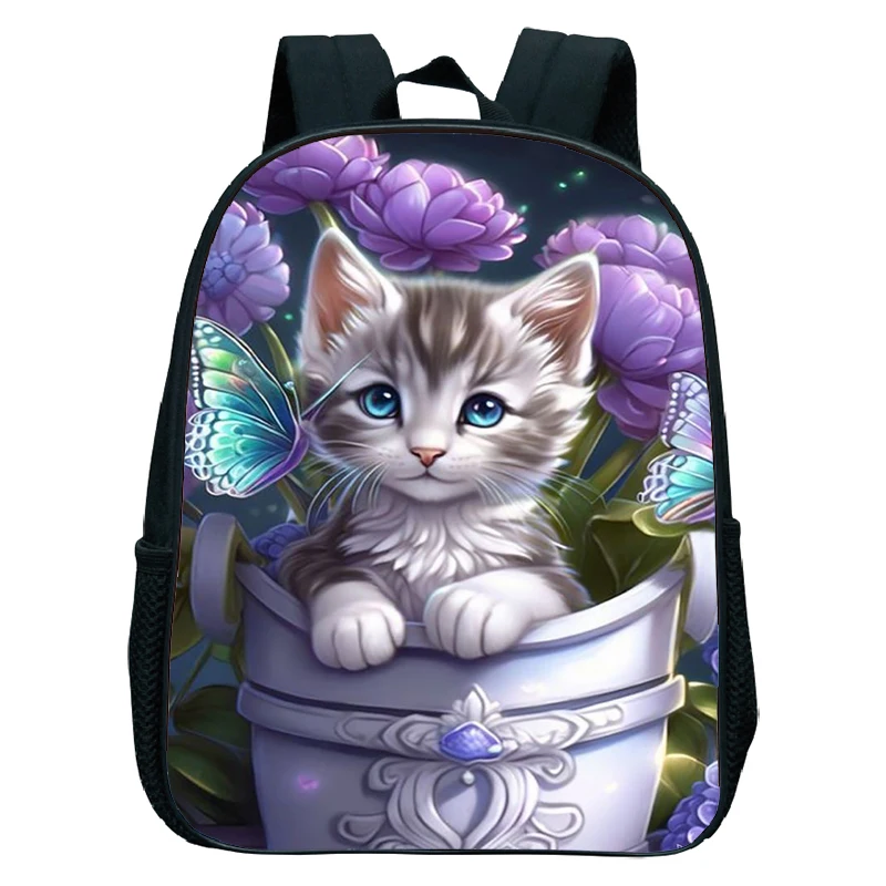 Niedliche Kätzchen Muster Rucksack wasserdichte Kinder Schult aschen für Jungen Mädchen Cartoon Katzen 3d Mini Kindergarten Tasche Baby Buch Taschen