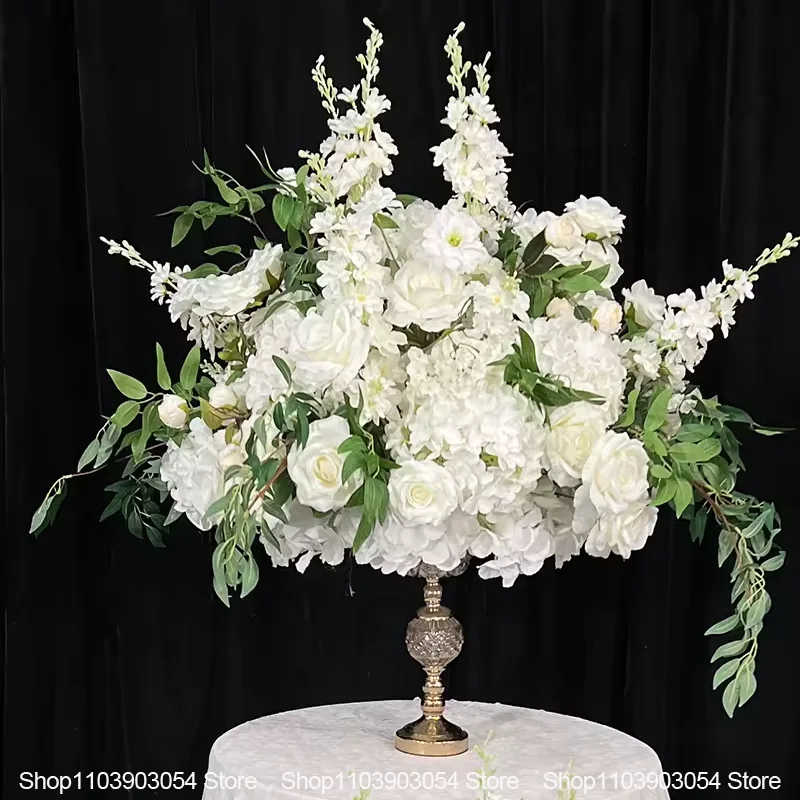 Künstliche weiße Rosen-Serie Delphinium Tischdekoration Blumenarrangement Hochzeitsempfang Heimparty Simulations-Blumendeko – Detail 6