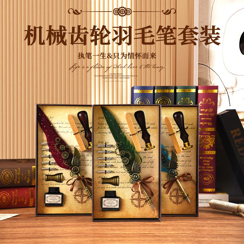 الرجعية الخط ريشة تراجع القلم الكتابة الحبر مجموعة القرطاسية الريشة قلم حبر عيد ميلاد المعلم هدية أدوات الكتابة #2
