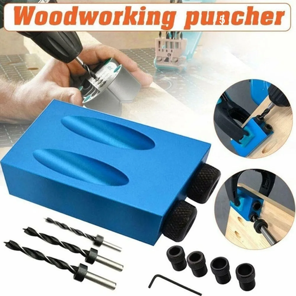 7/14/15Pcs 15 Degrees Pocket Hole Jig Kit Woodworking Hole Drilling Guide Locator Hole Puncher With Drill Bit Set