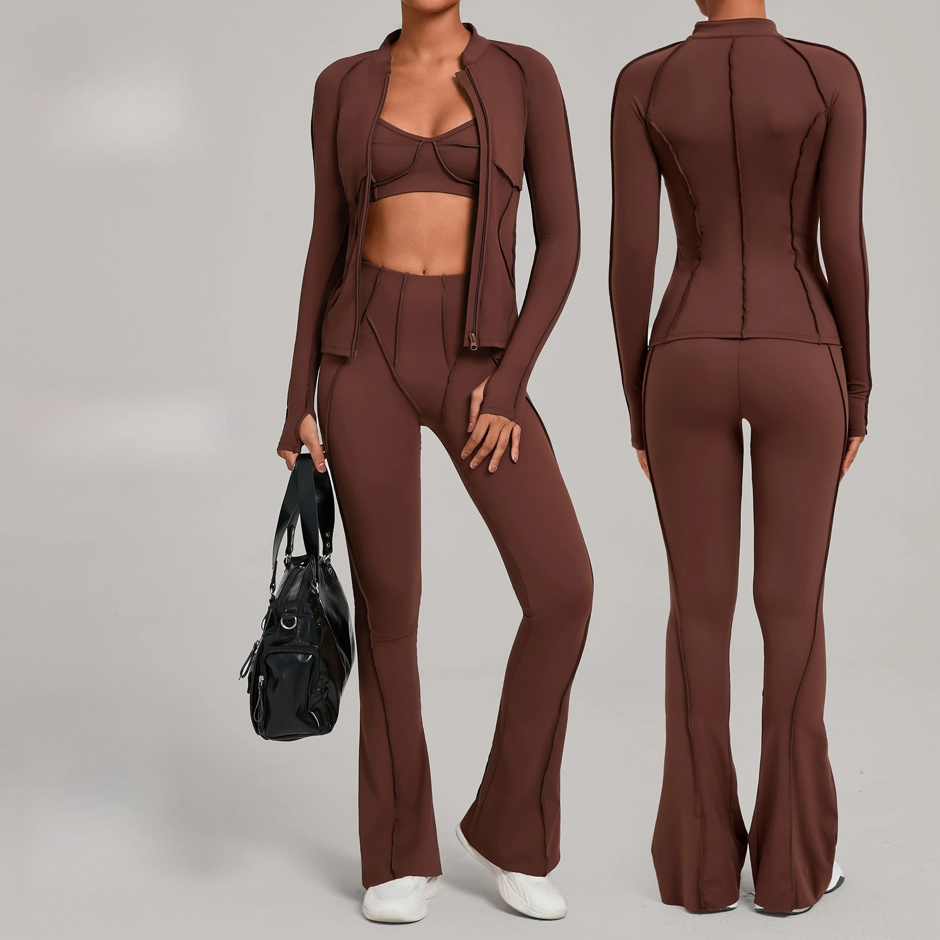 

3 шт. костюм для йоги спортивный комплект спортивный комплект женский спортивный костюм одежда для бега спортивный бюстгальтер с длинными рукавами спортивная одежда одежда для йоги