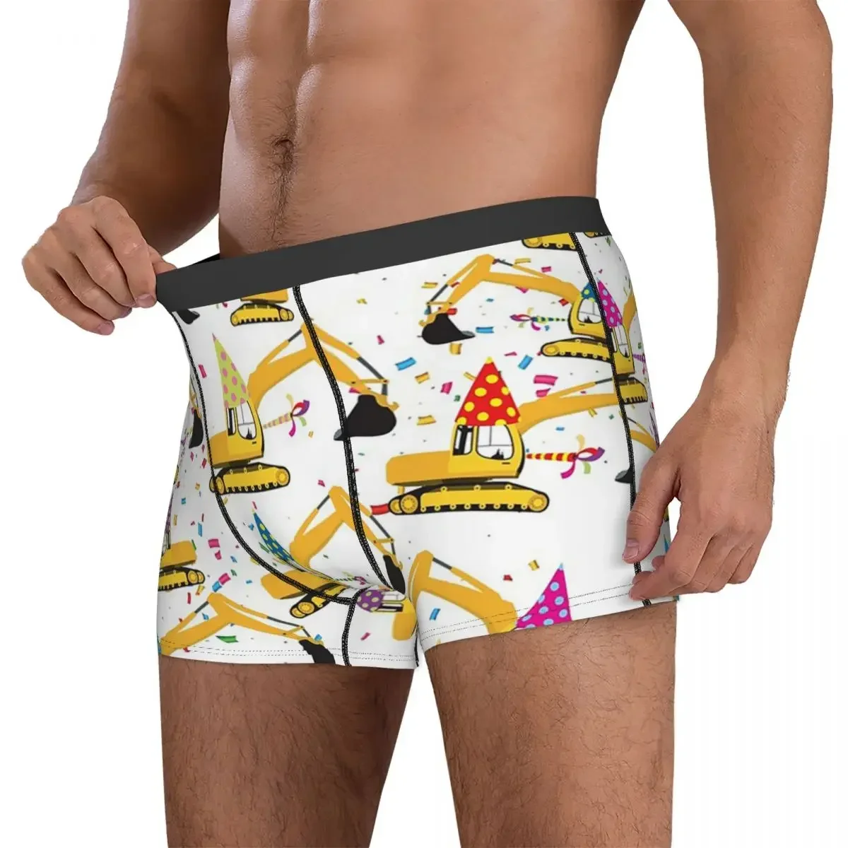 Boxer Underpants Shorts Excavator Construction Truck Party Pattern Panties Men's Comfortable Underwear For Homme Man Gifts