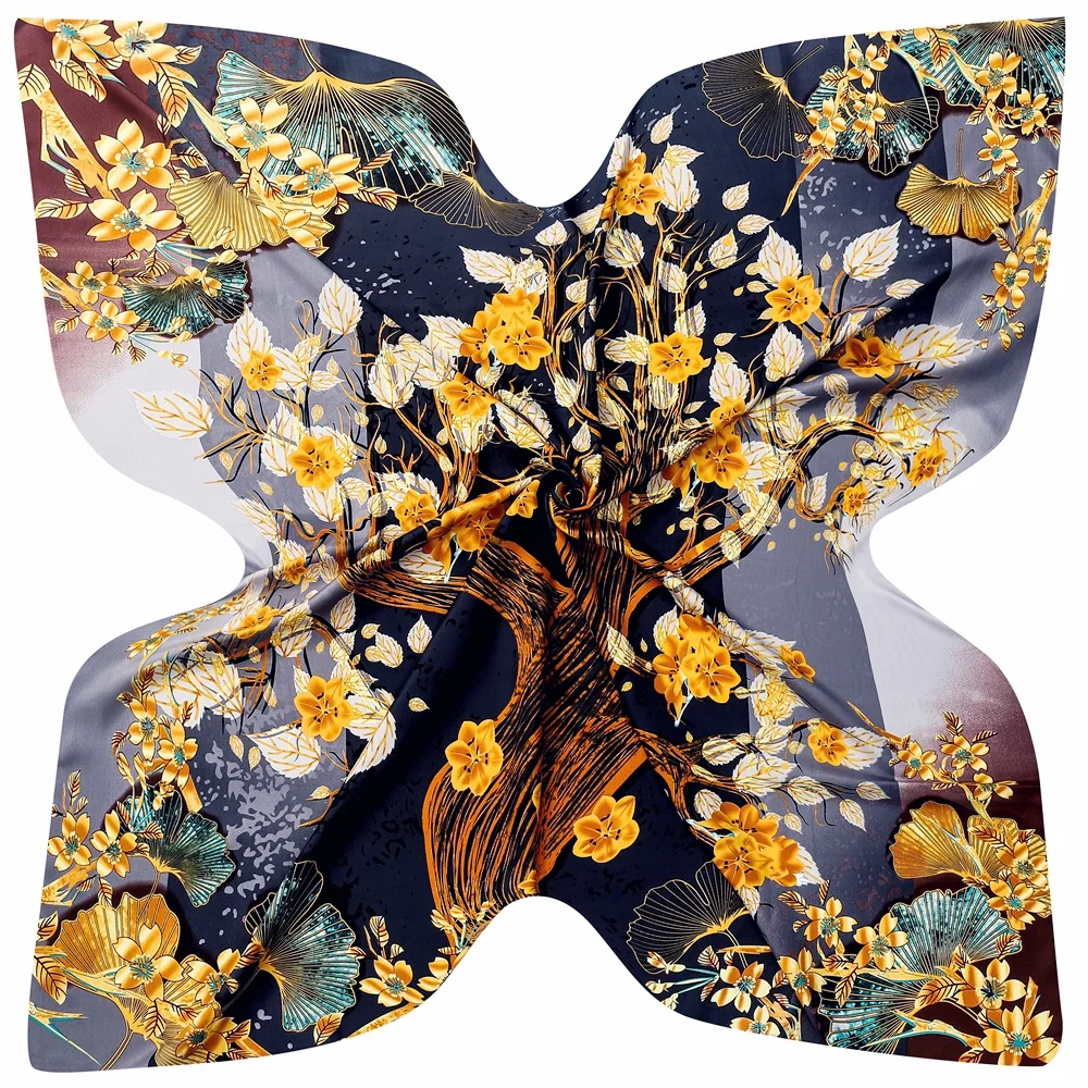 

Four Seasons Gift 130cm Retro Tree of Life Scarf Women's Autumn Winter Sunscreen Shawl Headscarf Versatile Oversized Present