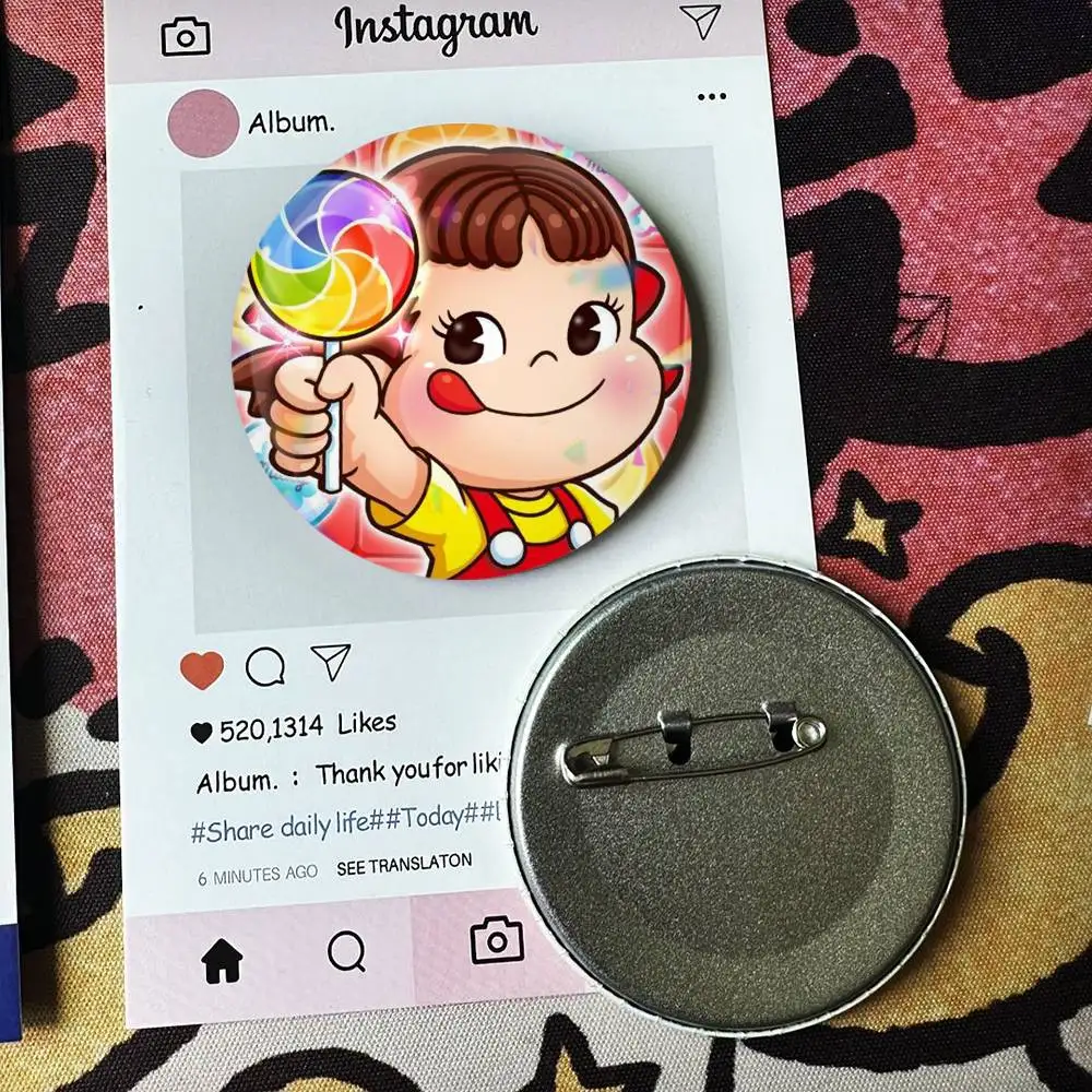 Fujiya Milky Peko Chan Handmade Badges 25 32 44 58 75 mm Round Fans Collect Friends Gifts Brooch Souvenir