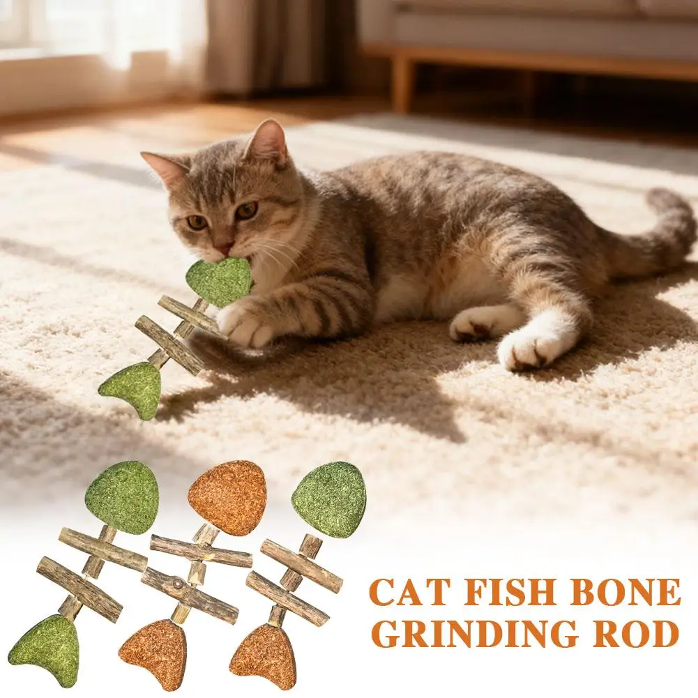 Kreative Fisch Knochen Katze Spielzeug Holz Zähne Reinigung Stick Natürliche Katze Dental Spielzeug Langlebig Katzen Zahn Pflege Werkzeug