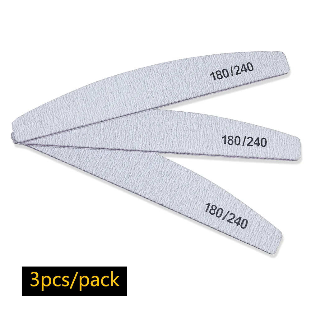 Nagelvijl Buffer 100/180 Grit Half Moon Nagelvijlen Dubbelzijdig Schuurpapier Nagel Schuren Slijpen Gel Nagellak Manicure Tool