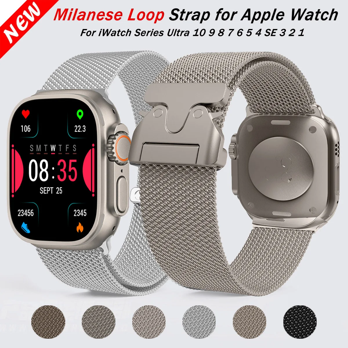 Milanese Loop Strap for Apple Watch 10 Ultra/2 49mm Wristbands Metal Band for IWatch 10 9 8 7 6 5 4 3 SE 44 40 42mm Bracelet