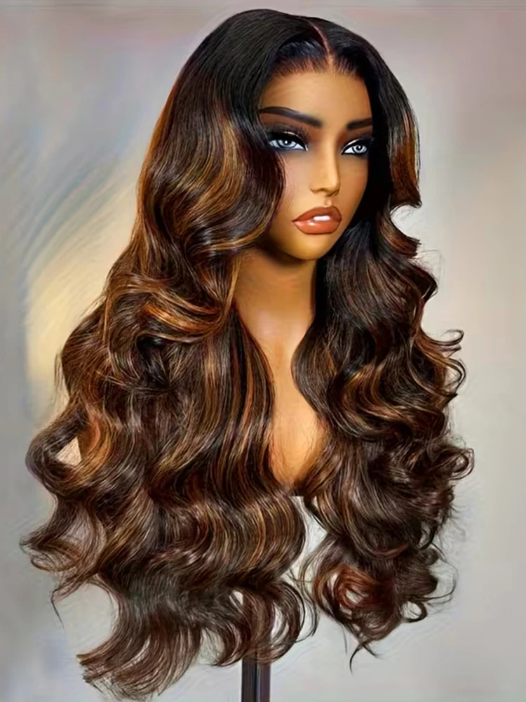 

Улучшенный парик из натуральных волос 1B/30 Balayage Body Wave 13x4 с кружевной передней частью, вьетнамский, 30 дюймов, цвет омбре коричневый