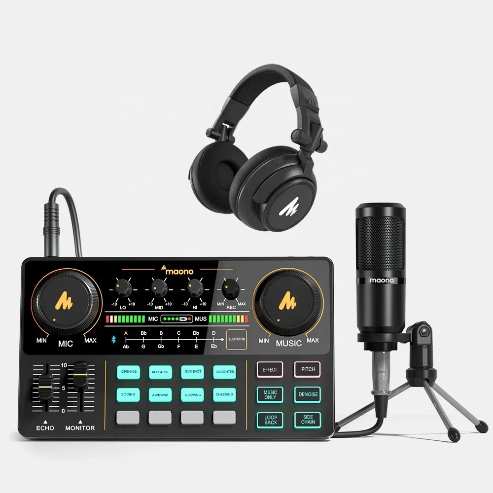 Desktop Recording Microfono Audio Mixers External Sound Card Monitor Headphones for Podcasting Condenser Microphones