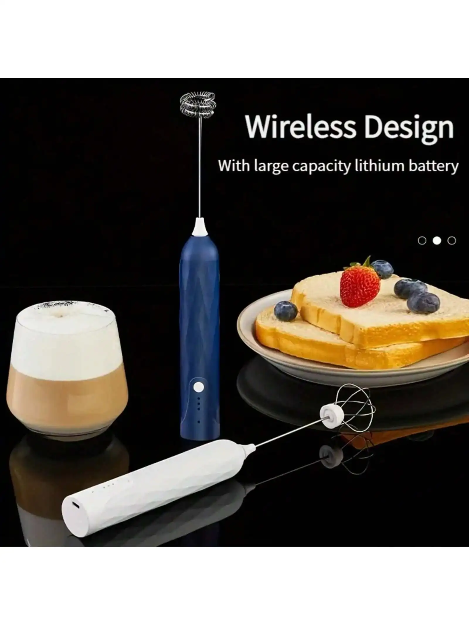 Блендер для кофе и сливок, 1 шт., с двумя насадками для взбивания, ручной блендер из нержавеющей стали - блендер для напитков на батарейках