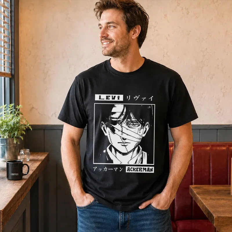 Levi Ackerman Attack on Titan Anime T Shirt, 0809 Manga Casual Streetwear, Unisex Short Sleeve Graphic Tee for Fans S-6XL