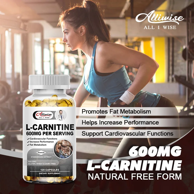 Alliwise L-carnitine weight capsules support for burning fat energy growth muscle promote metabolism exercise supplementation