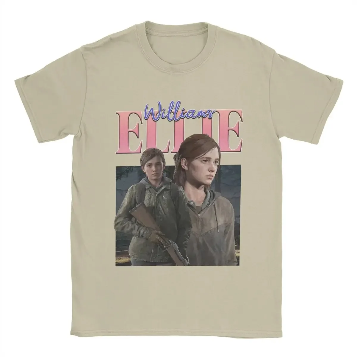 Men\'s T-Shirt Ellie Williams Retro Novelty Pure Cotton Tee Shirt Short Sleeve The Last of Us Game T Shirts Round Neck Clothing