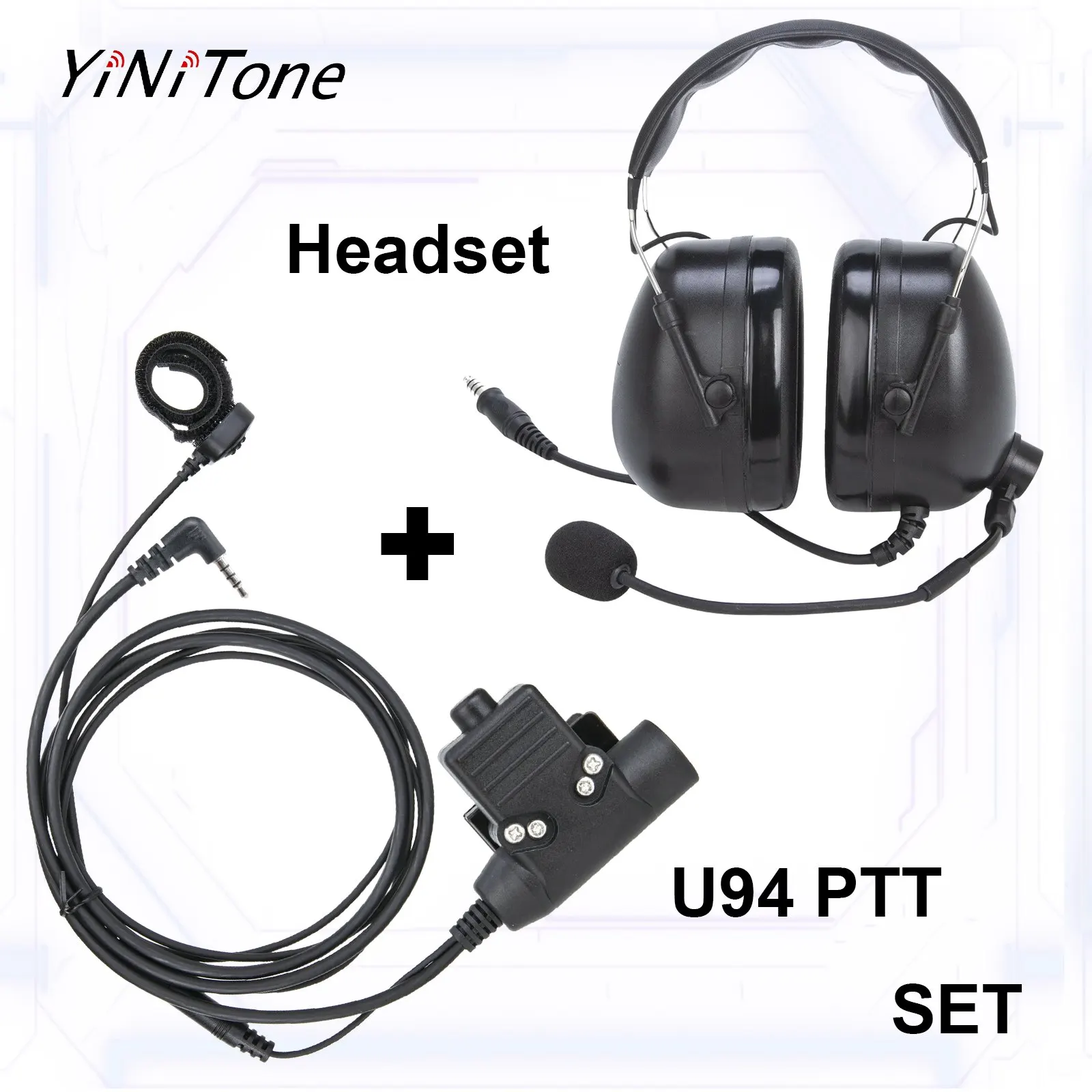 Noise reduction Pilot Aviation Headset with U94 PTT Finger Mic For Xiaomi 1S/lite Walkie Talkie Radio earphone set