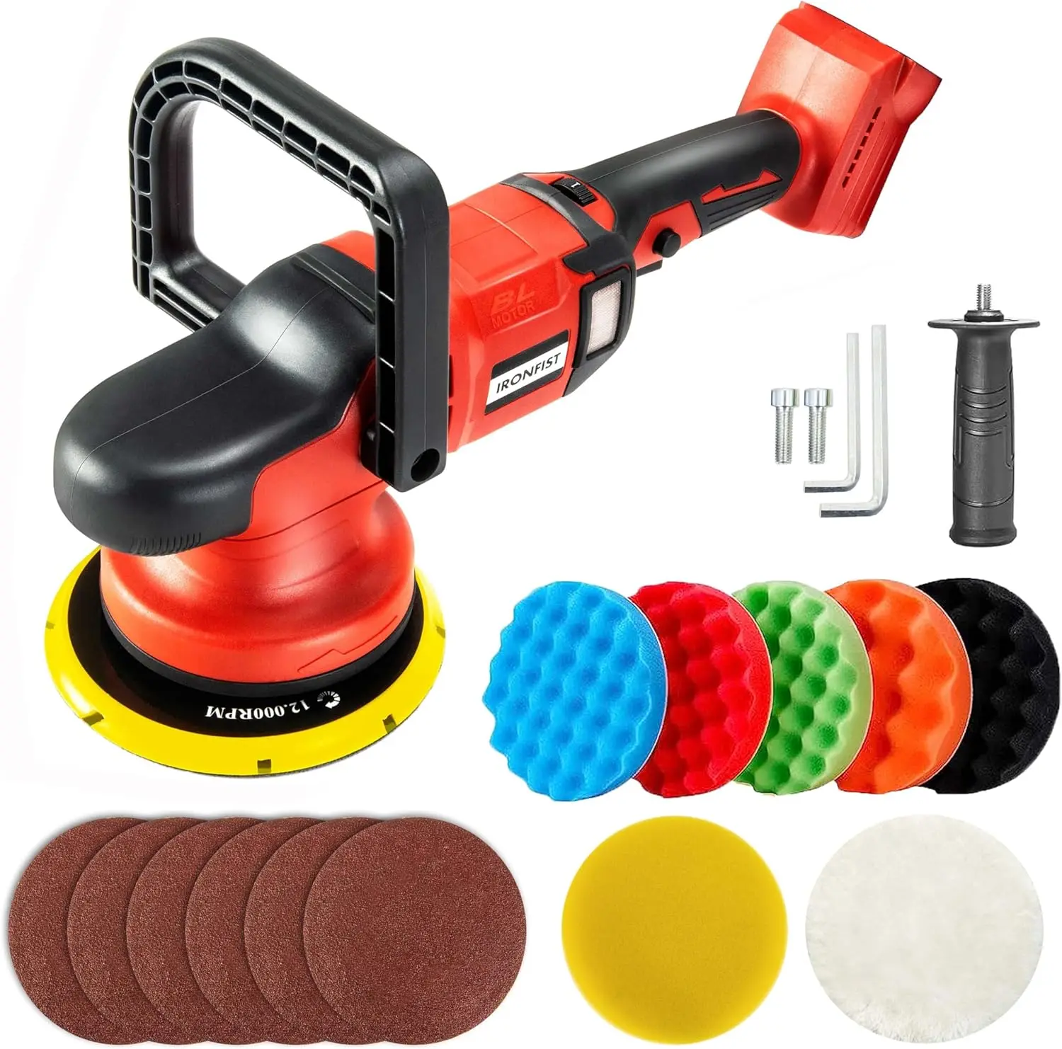

Cordless Orbital Polisher for Car Waxing, 6-Inch Disk, Brushless Motor, 6 Speeds up to 6800RPM, Battery Not Included