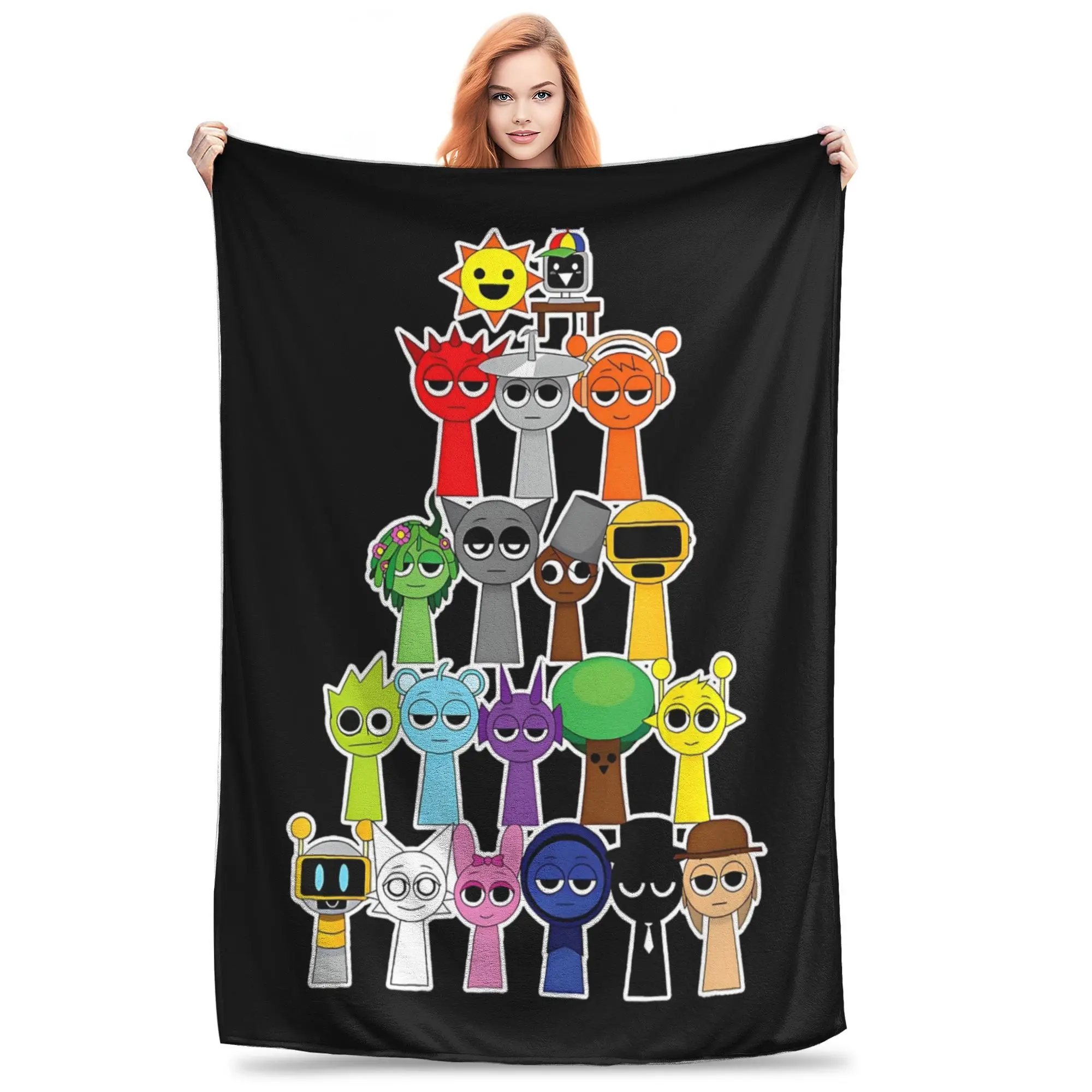 Incredibox Sprunki Blanket Flannel Summer Horror Game  Multifunction Super Warm Throw Blanket for Bedding Travel Bedding Throws