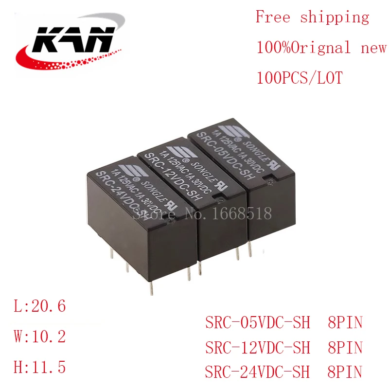 

Free shipping 100pcs relay SRC-05VDC-SH SRC-12VDC-SH SRC-24VDC-SH 5VDC 12VDC 24VDC 1A 30VDC 8PIN Original New