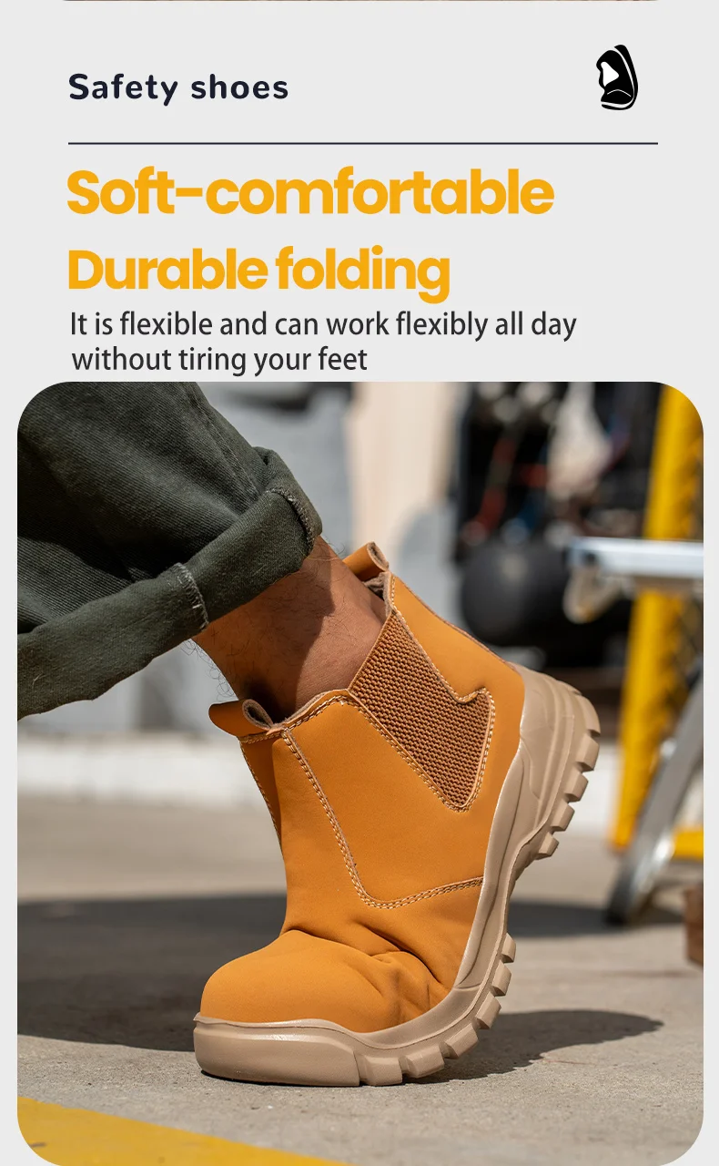 Wasserdichte Lederschuhe für Herren, rutschfeste, unzerstörbare Schutzstiefel, leichte Sicherheitsarbeitsschuhe für Herren, unzerstörbar – Detail 6