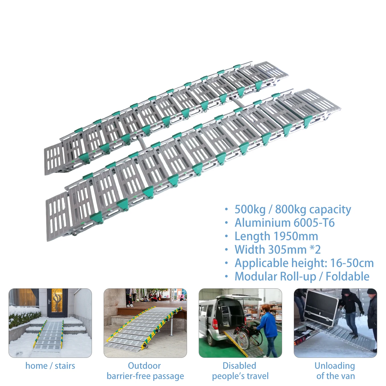 Simplywalk Portable Roll-up Ramp 800kg Length 1.95m Anti-slip Surface Wheelchair Ramp ODM Ramp Manufacturer MDR CE Certified
