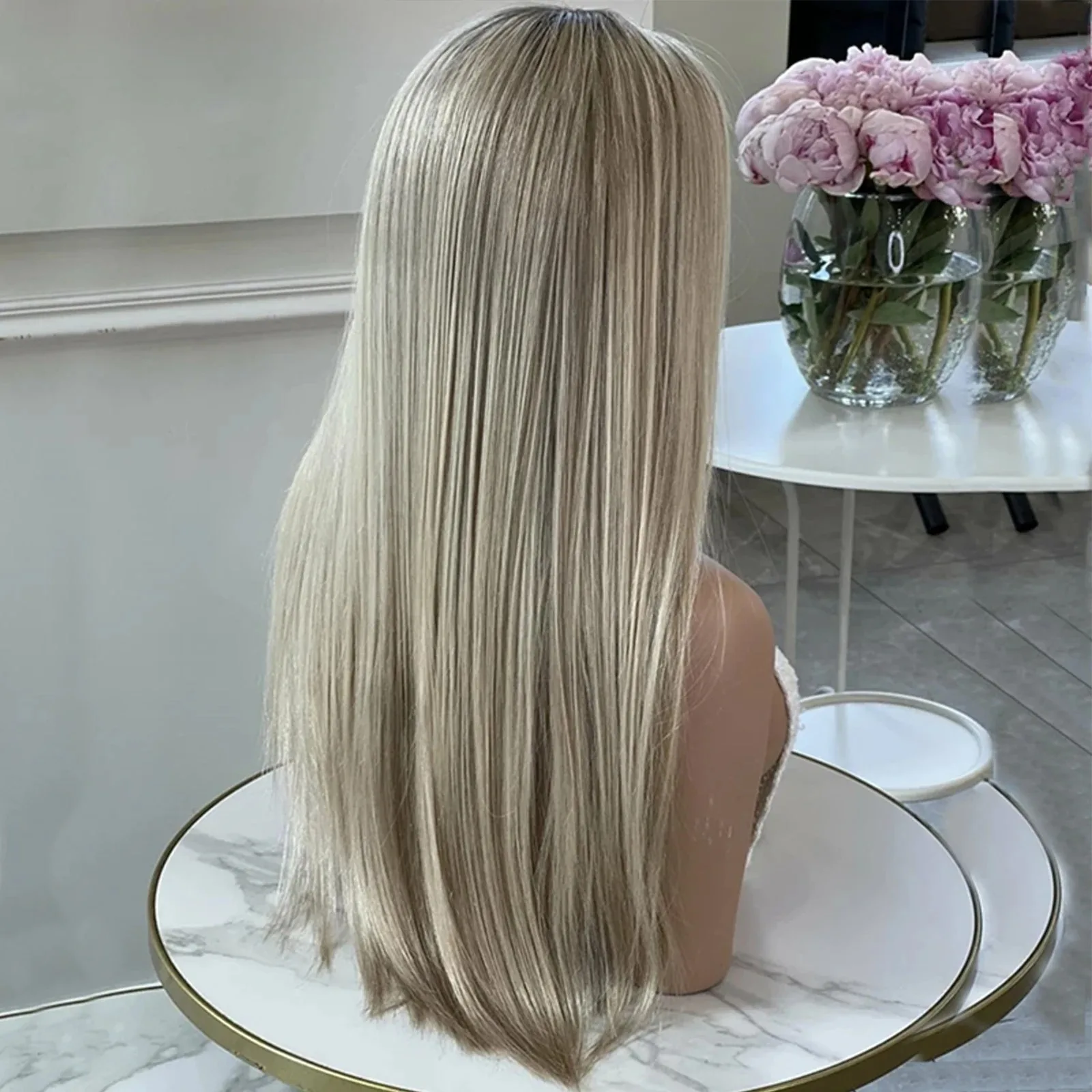 أومبير الرماد شقراء الدانتيل شعر مستعار أمامي العظام مستقيم الدانتيل الباروكات الأمامية شعر مستعار اصطناعي جودة عالية الاستخدام اليومي البلاتين الباروكات تأثيري الطرف