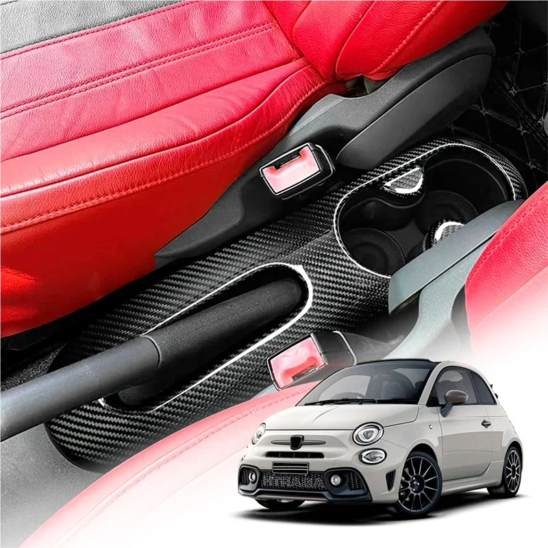 

For Fiat 500 for Abarth 595 Real Dry Carbon Fiber 2016+ Gear Shift Cup Holder Panel Cover Decorative Interior Modification