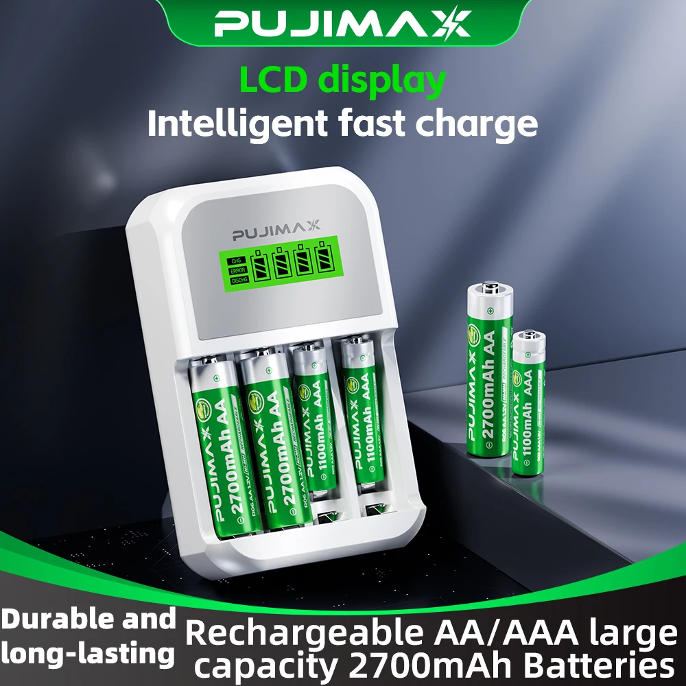 

PUJIMAX 4-Slot Intelligent Battery Charger1.2V AA/AAA Ni-MH Rechargeable Batteries Battery Set Quick Charging Tools Accessories