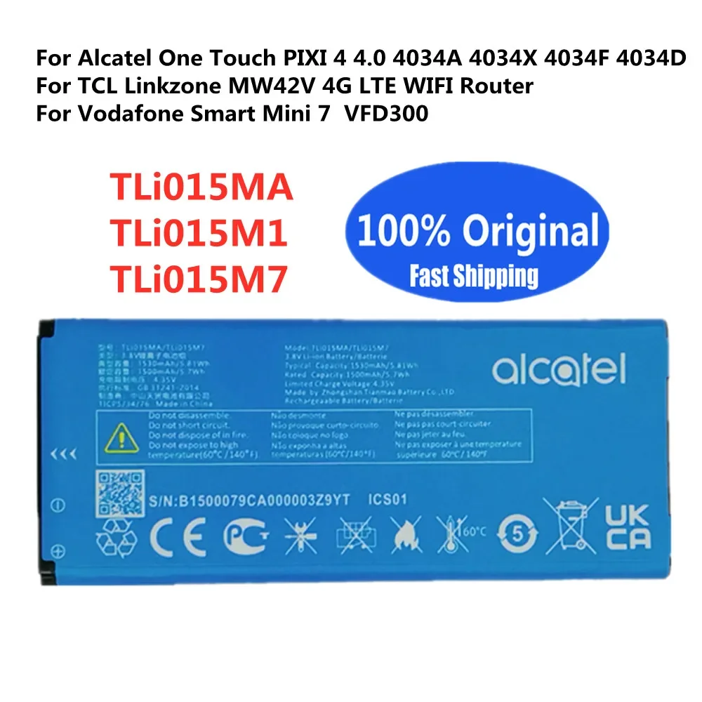 TLi015MA Battery Tli015M7 For Vodafone Smart Mini 7 VFD300 For Alcatel One Touch PIXI 4 4034A/D/F/X For TCL Linkzone MW42V 4G