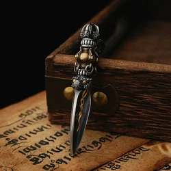 Retro Subduing Demon Pestle Pendant Necklace Jewelry Tide Amulet Silver Color Chain Necklace for Men Personality Accessories