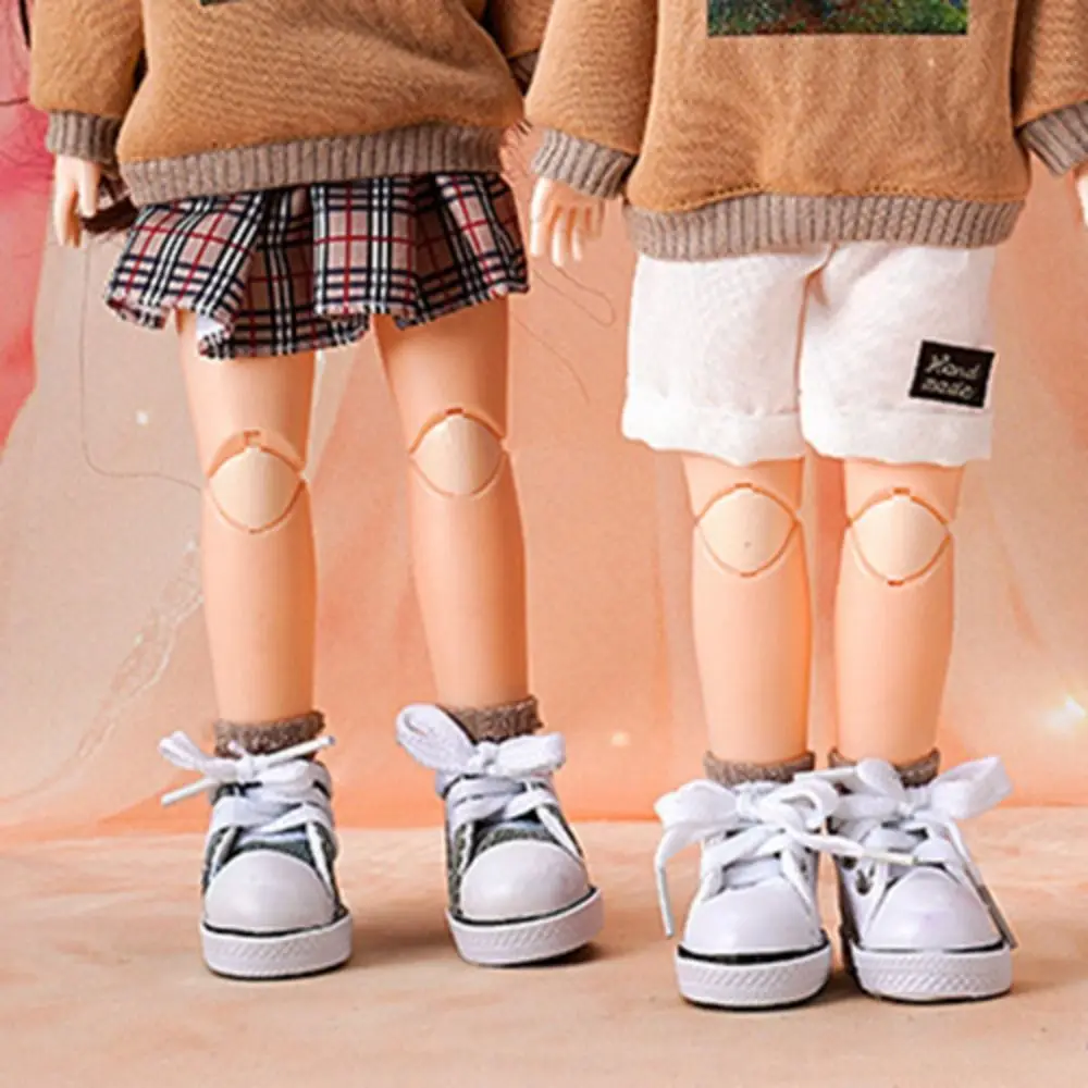 1 Pair 5.5cm Length Doll Canvas Shoes DIY Mini 1/6 Scale Mini Sneakers High Top Colorful Doll Sneakers Children Toy