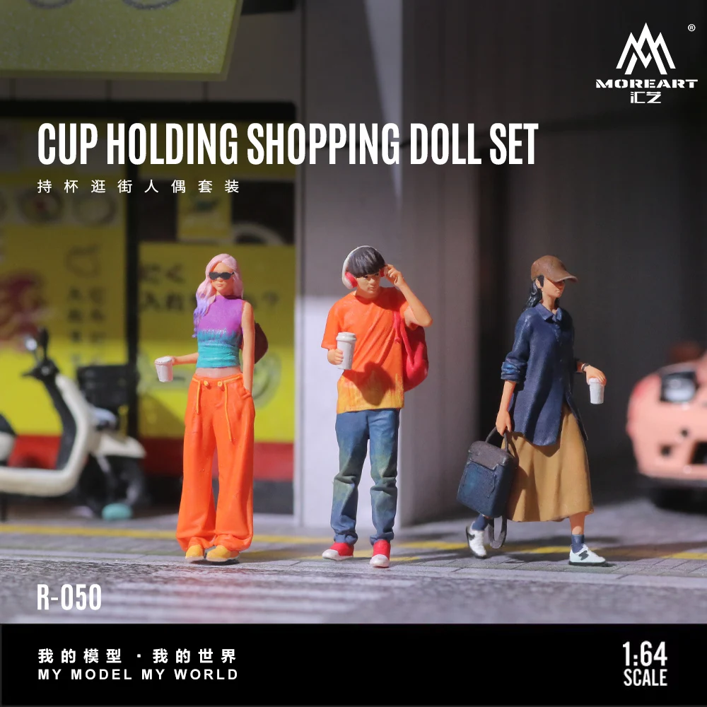 More Art 1:64 Holding Cup Shopping Doll Set, Resin Decoration Figure Model for Gift&Display&Collection