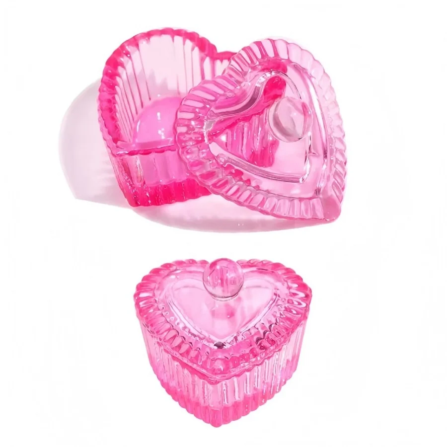1pcs Pink Crystal Glass Dappen Dish Acrylic Powder Liquid Holder Container Heart Shape Nail Lid Cup Bowl Manicure Accessories