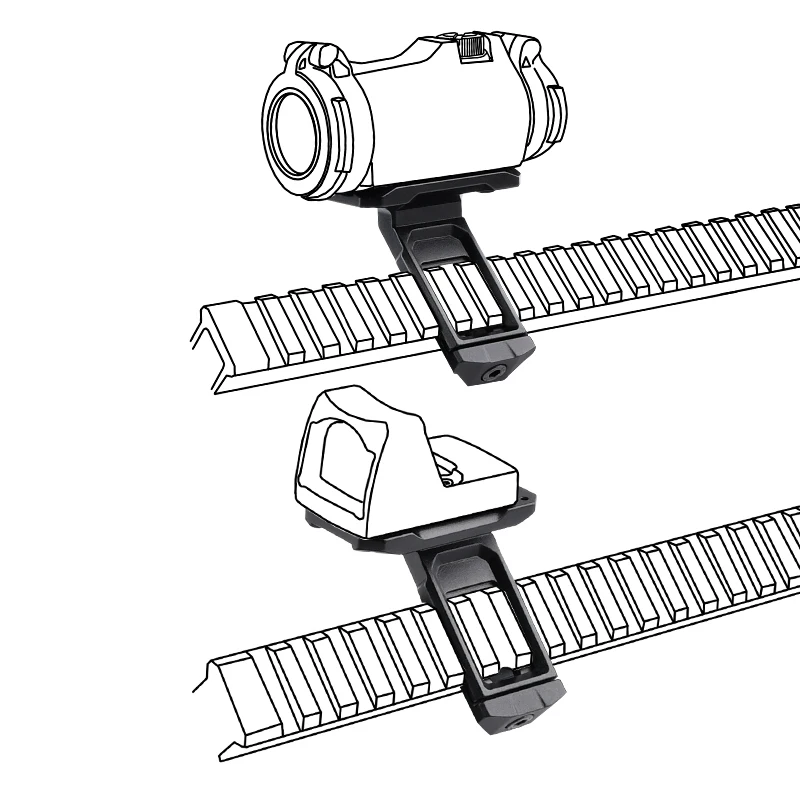 التكتيكية الادسنس المعادن CNC ريد دوت 45 درجة البصر قاعدة الأصلي بمناسبة نطاق جبل دعم ثابت الألومنيوم قاعدة تثبيت أوفست #6