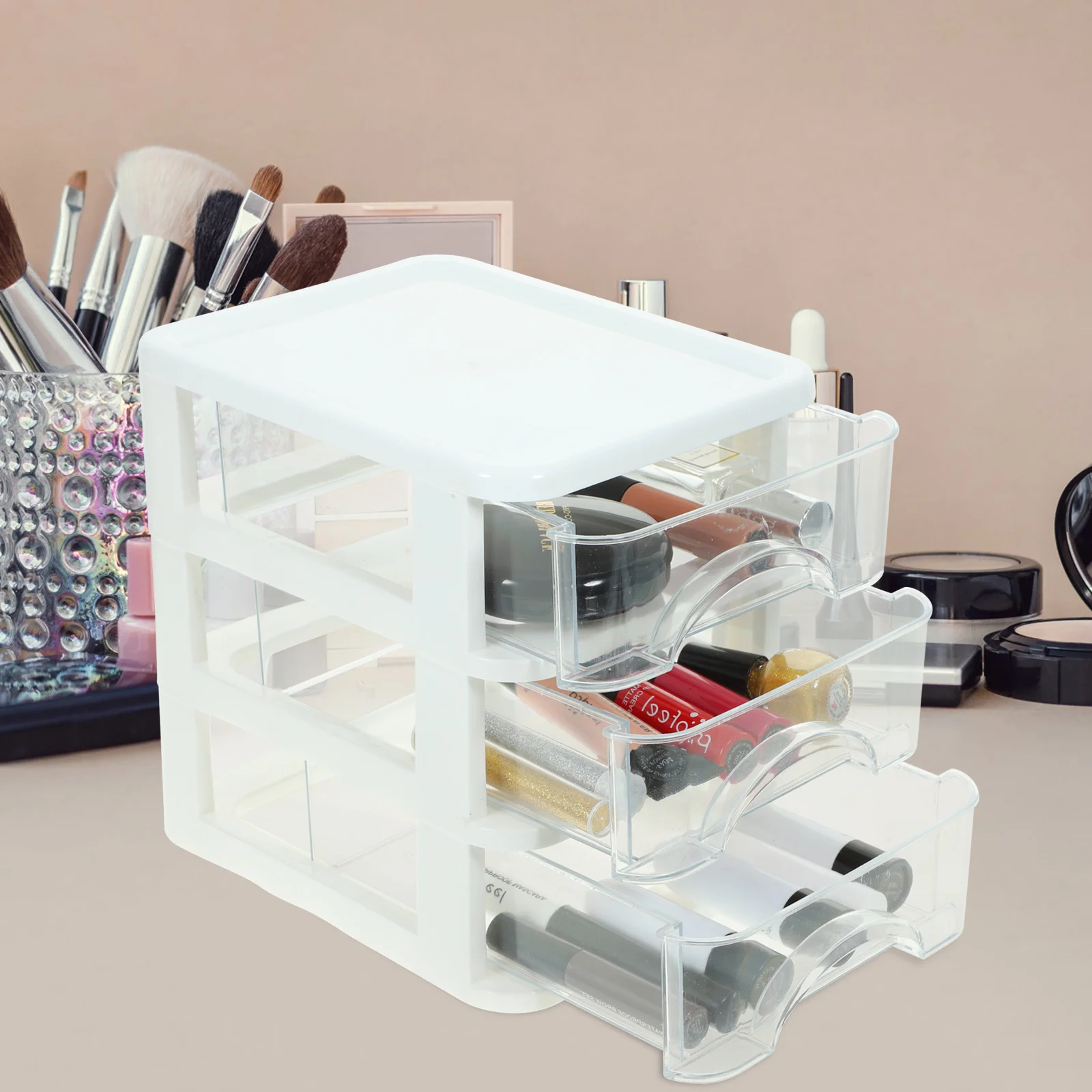 

Plastic Desk Organizer with Multiple Drawers Storage Box for Cosmetics Stationery Sundries Desktop Organizer Container