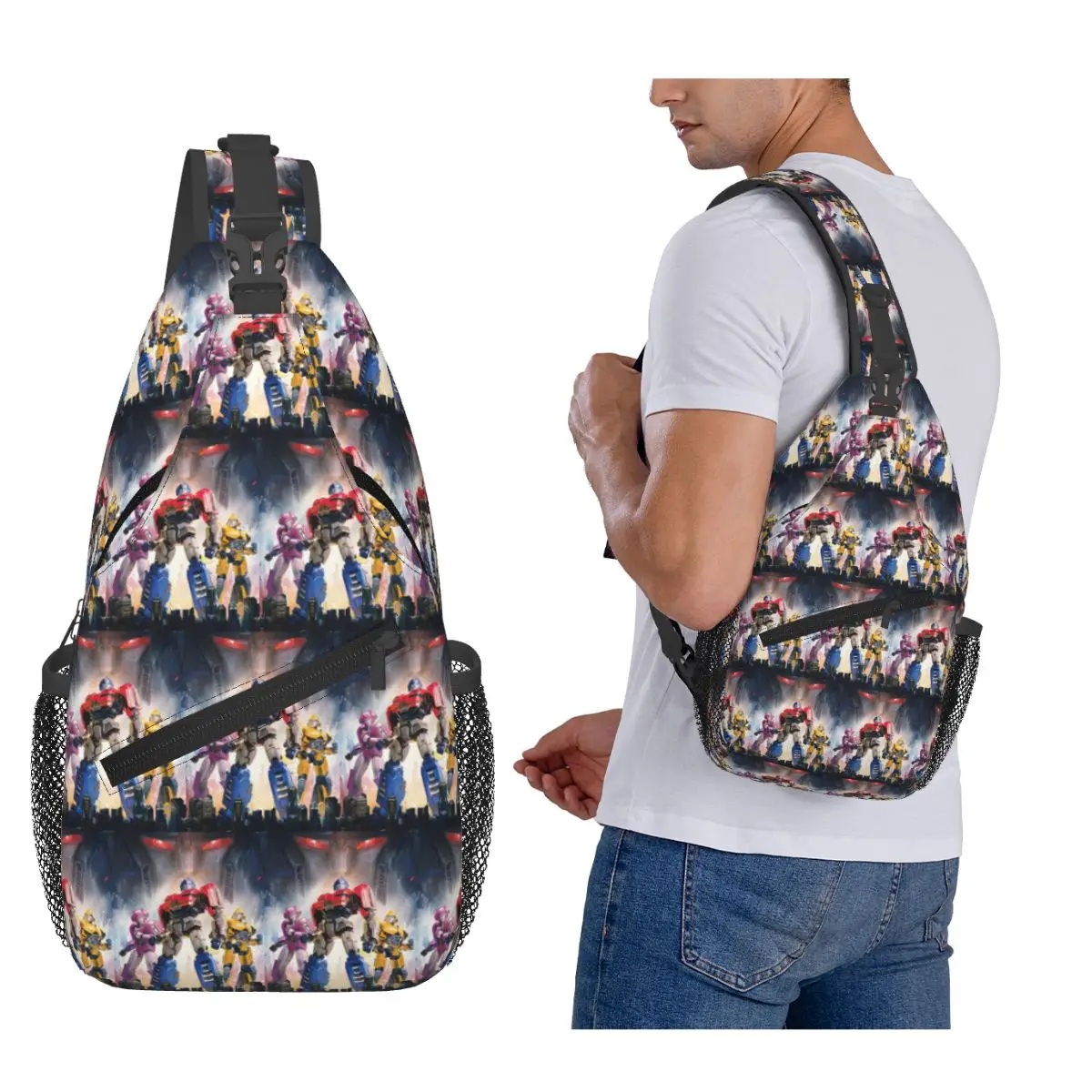 

Optimus Prime Chest Bag Men Sling Crossbody Backpack Chest Bag Travel Hiking Daypack Shoulder Bag