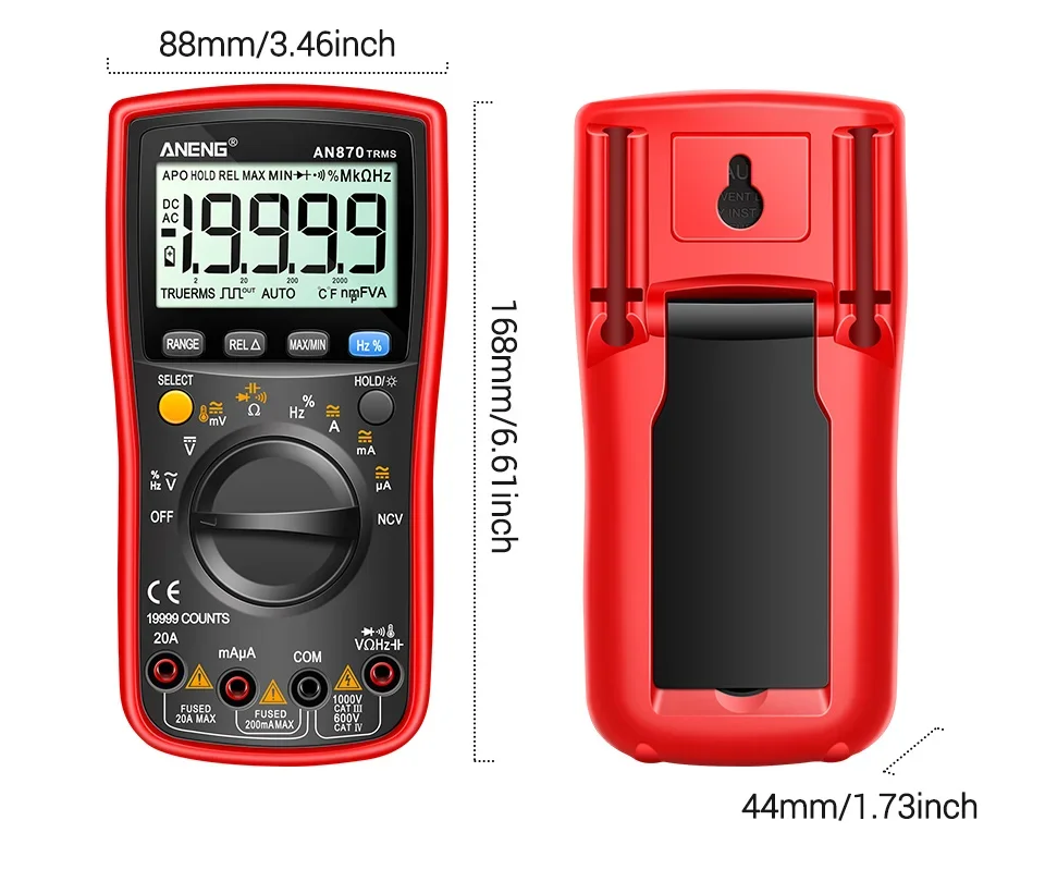 ANENG AN870 Smart Multimeter Digital Profesional 19999 Zählt AC Spannung Tester Strom NCV Kapazität Widerstand Ohm Test Tool – Detail 22