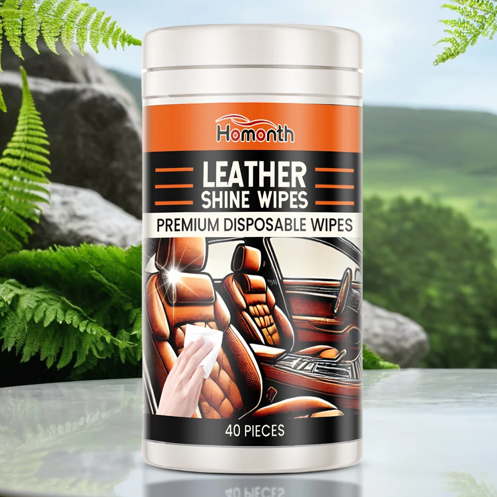 40PCS Car Interior Cleaning Wet Wipes Leather Cleaner Wipes Disposable Sofa Leather Refurbished Steering Cleaning for Seat Shoes