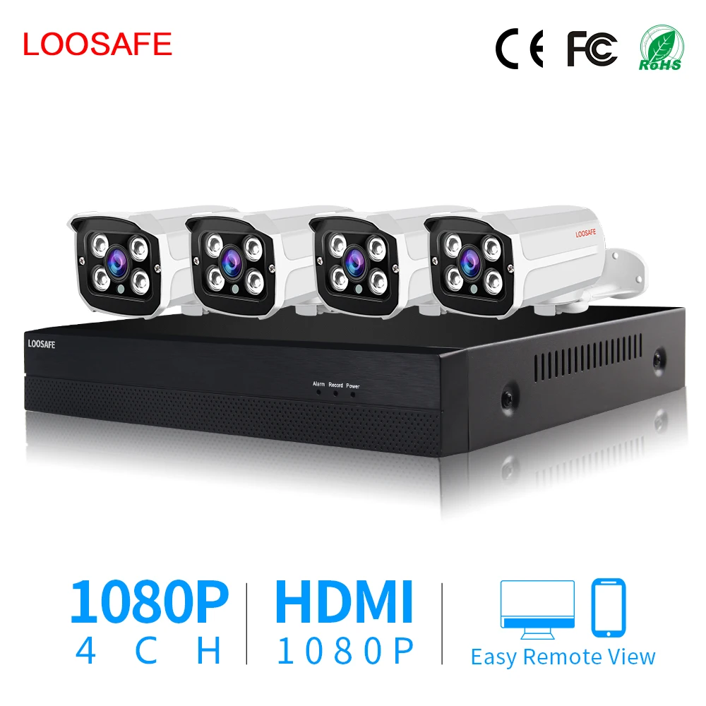 Home Security HD 1080P AHD CCTV Camera System 4 Channel Video DVR Kit