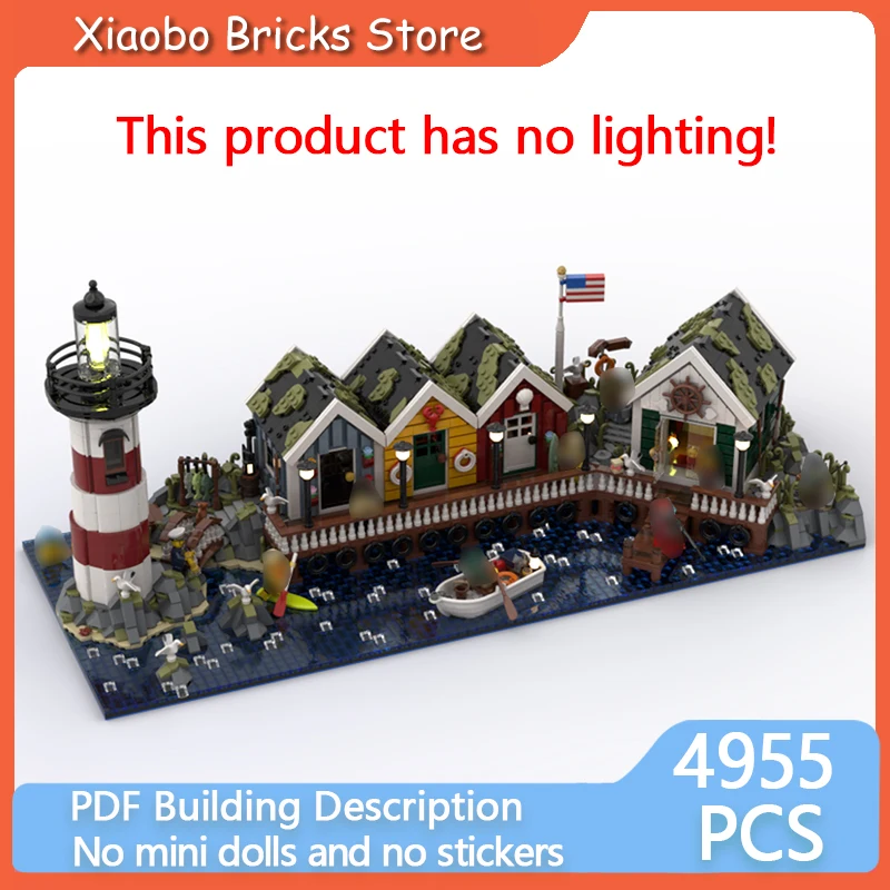 

City Street View Model MOC Building Bricks Coastal Lighthouse Town Modular Technology Gifts Holiday Assemble Children Toys Suit